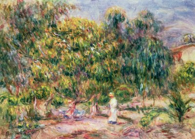 Die Frau in Weiß im Garten von Les Colettes, 1915 von Pierre Auguste Renoir